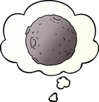 cartoon moon with thought bubble in smooth gradient style png