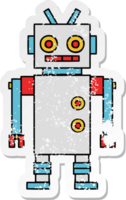 distressed sticker of a cute cartoon dancing robot png