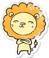 distressed sticker of a cartoon lion png
