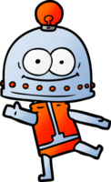 happy carton robot with light bulb png