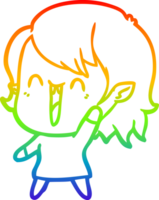 arco Iris gradiente linha desenhando do uma fofa desenho animado feliz vampiro menina png