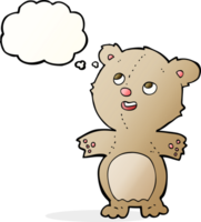 cartoon happy little teddy bear with thought bubble png