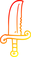 warm gradient line drawing of a cartoon jeweled sword png