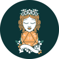icon of human druid with natural twenty dice roll png