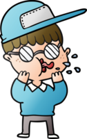 dessin animé garçon portant des lunettes et une casquette png