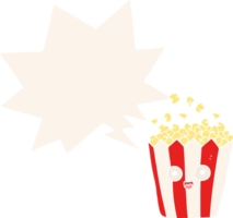 cartoon popcorn with speech bubble in retro style png