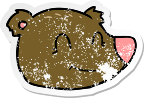 distressed sticker of a cartoon happy bear face png