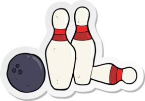 Aufkleber einer Cartoon-Bowlingkugel und Kegel png