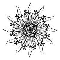 Hand drawn floral drawing illustration. Floral Line art for print or use as tattoo, card, poster, flyer or T Shirt vector