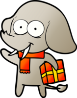 happy cartoon elephant with present png