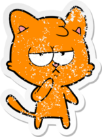 distressed sticker of a bored cartoon cat png