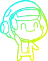 cold gradient line drawing of a happy cartoon astronaut man png