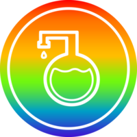 chemisch flacon circulaire icoon met regenboog helling af hebben png