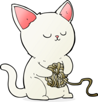 cartoon cat playing with ball of yarn png