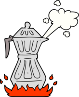 cartoon steaming espresso pot png