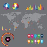 Infographic elements. pie charts, cones and lines, percent, options, people infographics, world maps. eps10 illustration vector