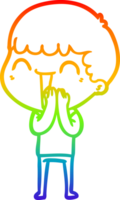 rainbow gradient line drawing of a cartoon happy man png