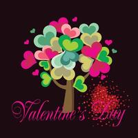 Valentine's Day with a background of a tree made of hearts. Spreading heart flower. vector