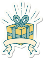 sticker van een tatoeëren stijl Kerstmis Cadeau png