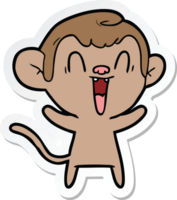 sticker of a cartoon laughing monkey png