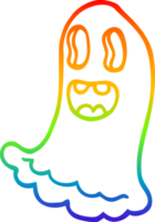 rainbow gradient line drawing of a cartoon spooky ghost png