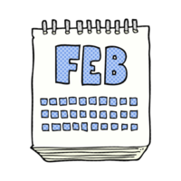 hand drawn cartoon calendar showing month of february png