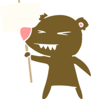 angry bear flat color style cartoon protesting png