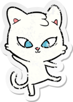 distressed sticker of a cute cartoon cat png