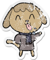 beunruhigter Aufkleber eines niedlichen Cartoonhundes png