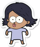 sticker of a cartoon girl pouting png