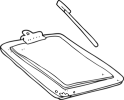 hand drawn black and white cartoon clip board png