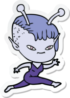 adesivo de uma linda garota alienígena de desenho animado png