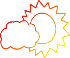 warm gradient line drawing of a cartoon weather png