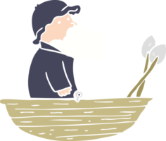 flat color style cartoon fisherman png