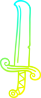 cold gradient line drawing of a cartoon long sword png