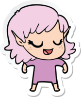 sticker of a happy cartoon elf girl png