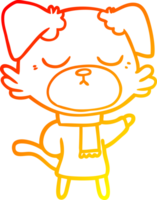 warm gradient line drawing of a cute cartoon dog png