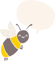 linda dibujos animados abeja con habla burbuja en retro estilo png