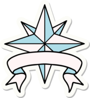tattoo style sticker with banner of a star png