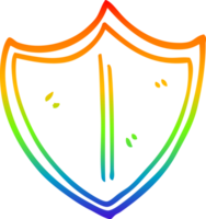 rainbow gradient line drawing of a cartoon shield png