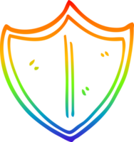 rainbow gradient line drawing of a cartoon shield png