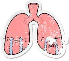 distressed sticker of a cartoon lungs crying png