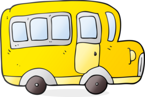 hand dragen tecknad serie gul skola buss png