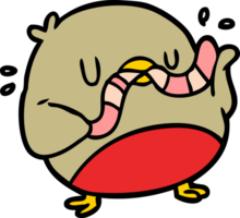 cartoon bird eating worm png