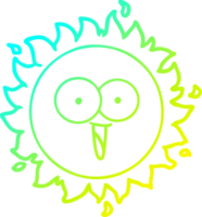 cold gradient line drawing of a happy cartoon sun png