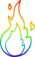 rainbow gradient line drawing of a cartoon flame symbol png