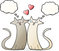 hand drawn thought bubble cartoon cats in love png