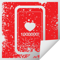mobile phone showing 1000000 likes graphic   illustration icon png