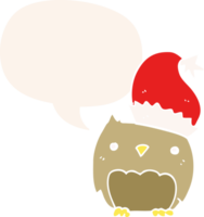 cute christmas owl with speech bubble in retro style png