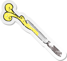 pegatina retro angustiada de un cuchillo de mantequilla de dibujos animados png